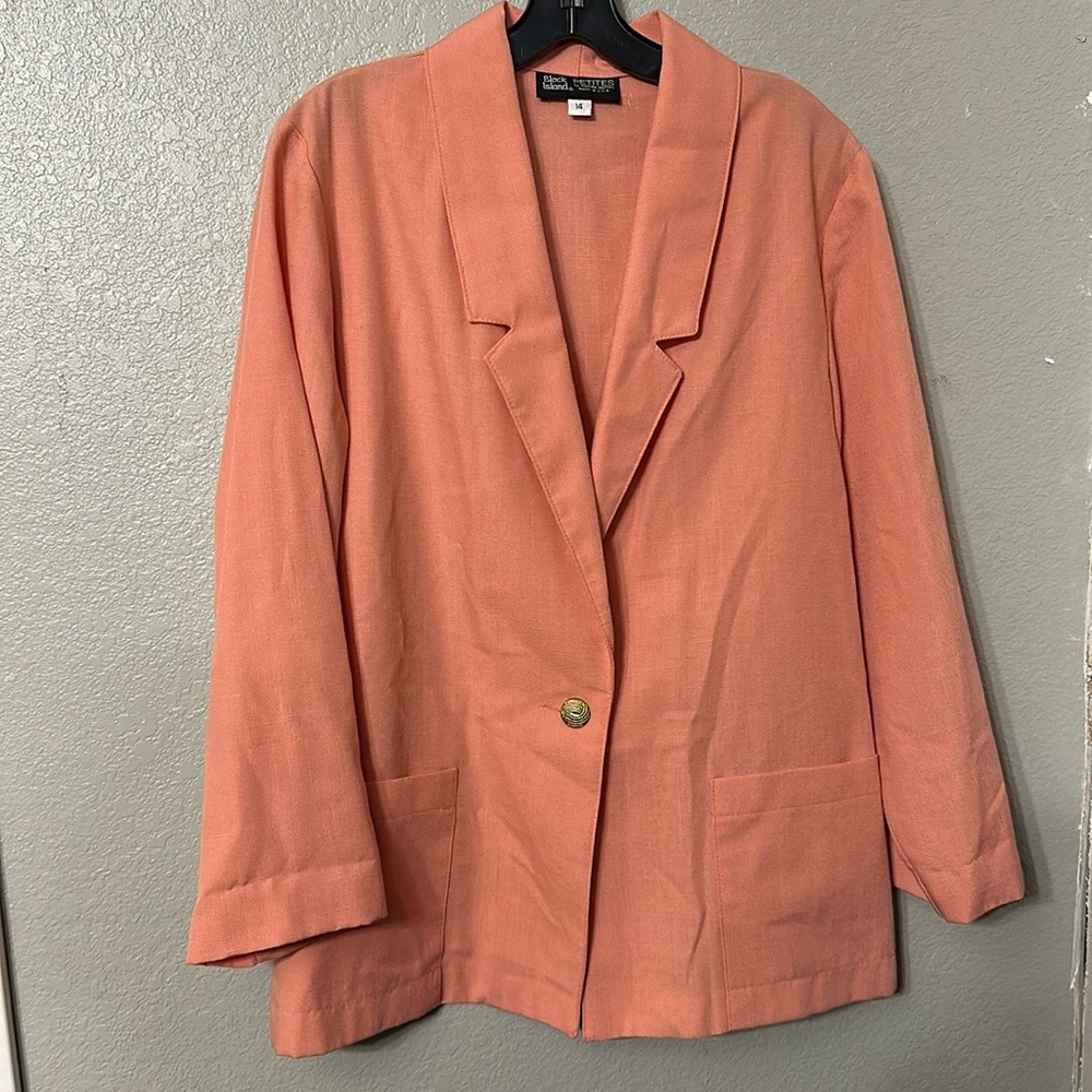 Coral gold sparkle button blazer block island petites by marina pappas